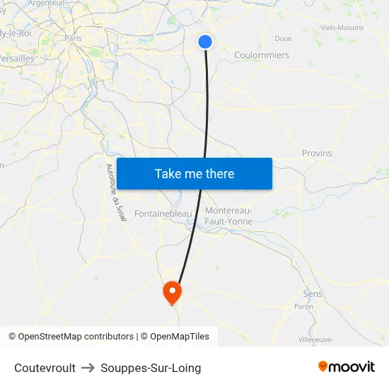 Coutevroult to Souppes-Sur-Loing map