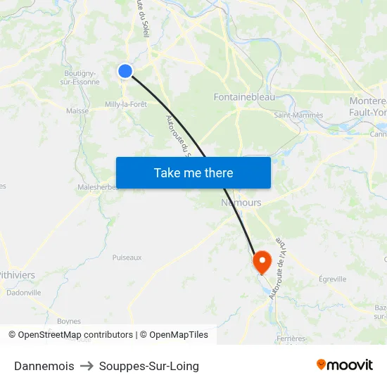Dannemois to Souppes-Sur-Loing map