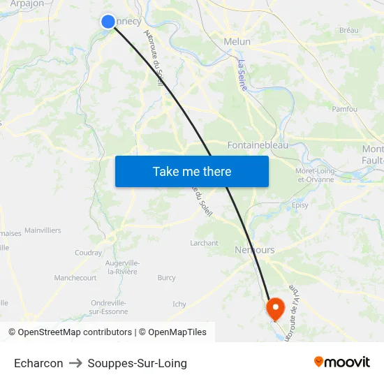 Echarcon to Souppes-Sur-Loing map