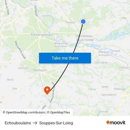 Echouboulains to Souppes-Sur-Loing map