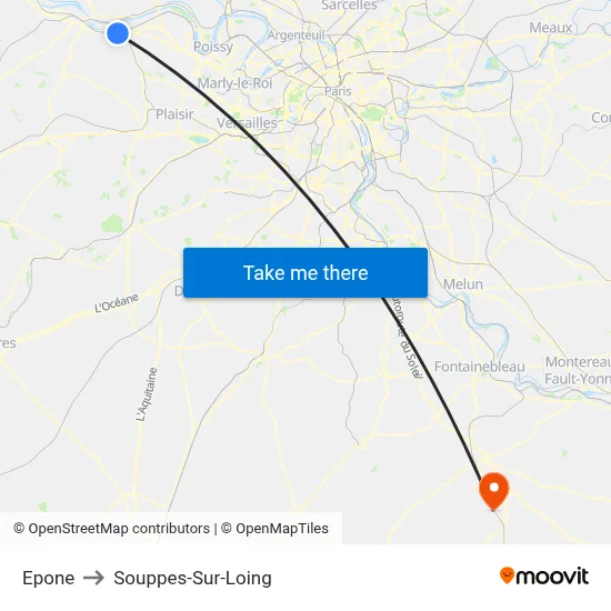 Epone to Souppes-Sur-Loing map