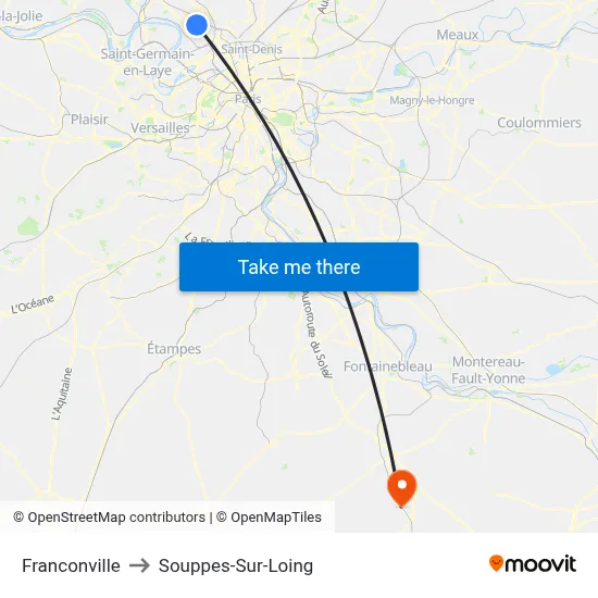 Franconville to Souppes-Sur-Loing map