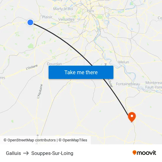 Galluis to Souppes-Sur-Loing map