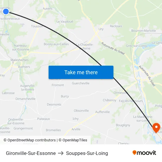 Gironville-Sur-Essonne to Souppes-Sur-Loing map