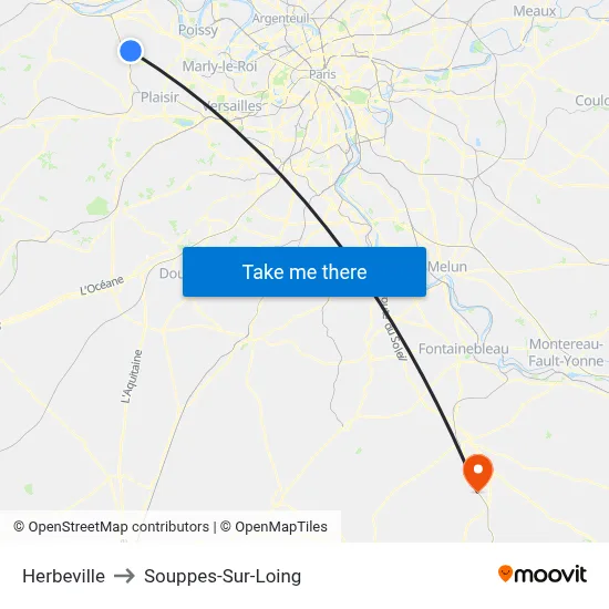 Herbeville to Souppes-Sur-Loing map