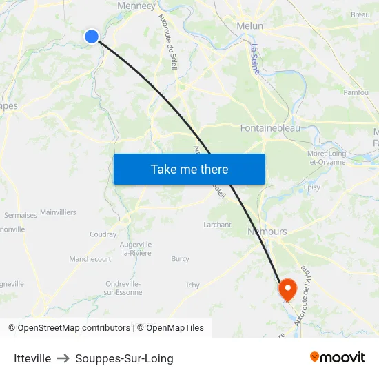 Itteville to Souppes-Sur-Loing map