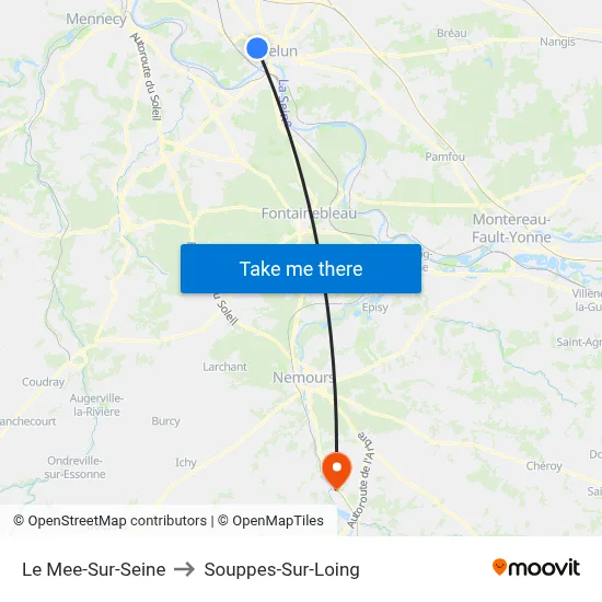 Le Mee-Sur-Seine to Souppes-Sur-Loing map