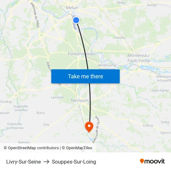 Livry-Sur-Seine to Souppes-Sur-Loing map