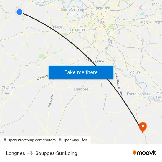 Longnes to Souppes-Sur-Loing map