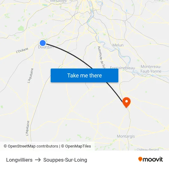 Longvilliers to Souppes-Sur-Loing map