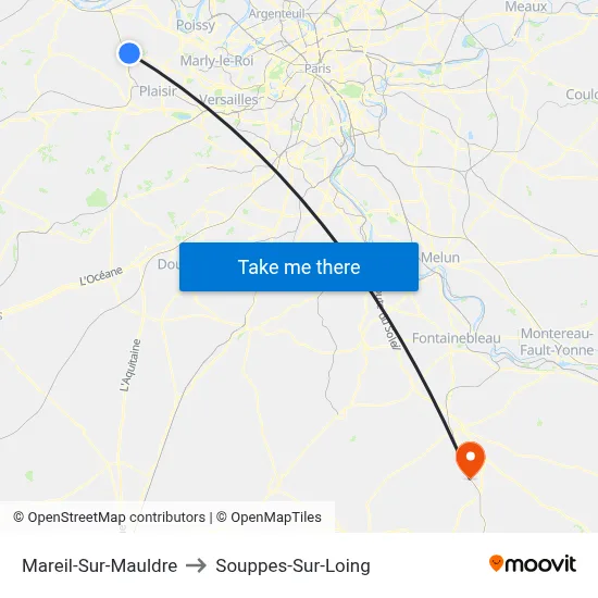 Mareil-Sur-Mauldre to Souppes-Sur-Loing map