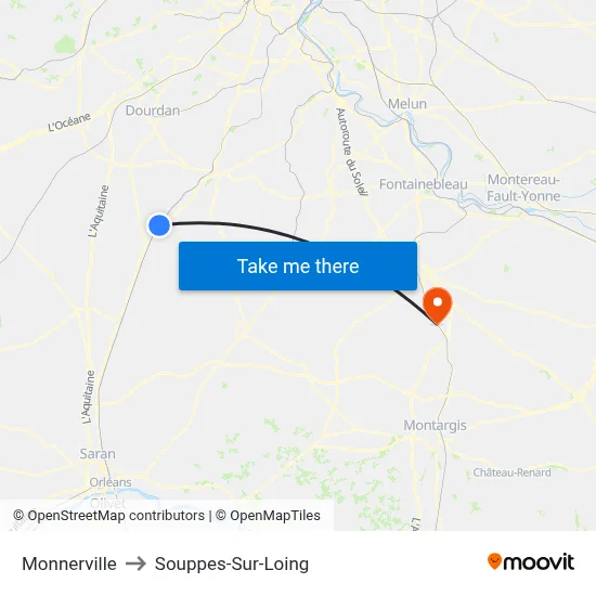 Monnerville to Souppes-Sur-Loing map