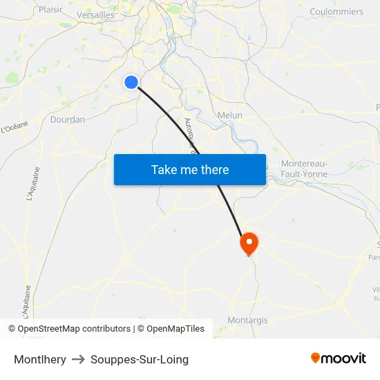 Montlhery to Souppes-Sur-Loing map