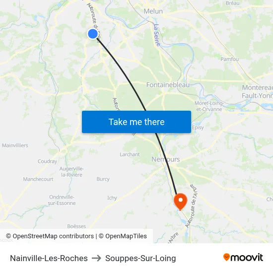 Nainville-Les-Roches to Souppes-Sur-Loing map