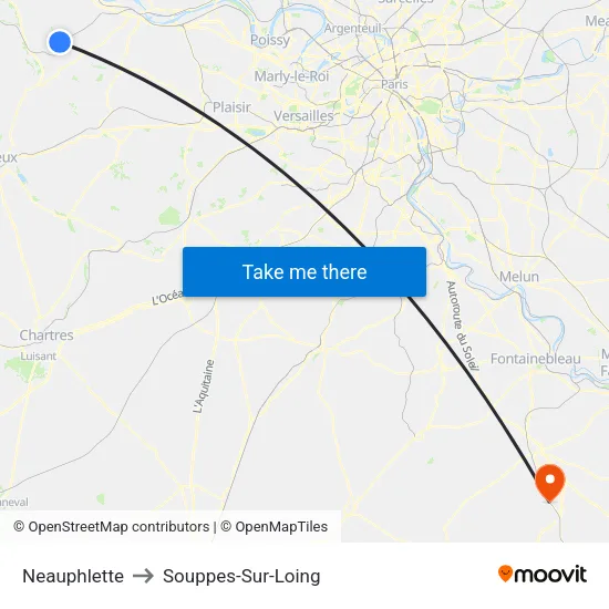 Neauphlette to Souppes-Sur-Loing map