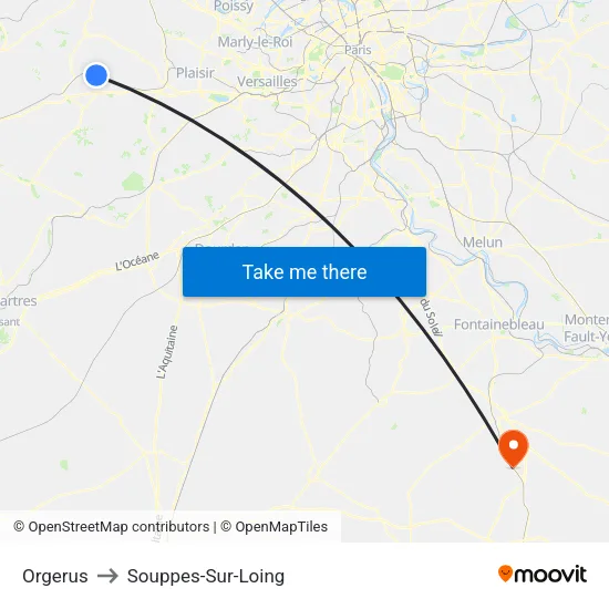 Orgerus to Souppes-Sur-Loing map