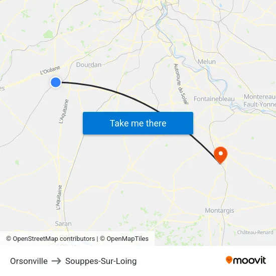 Orsonville to Souppes-Sur-Loing map