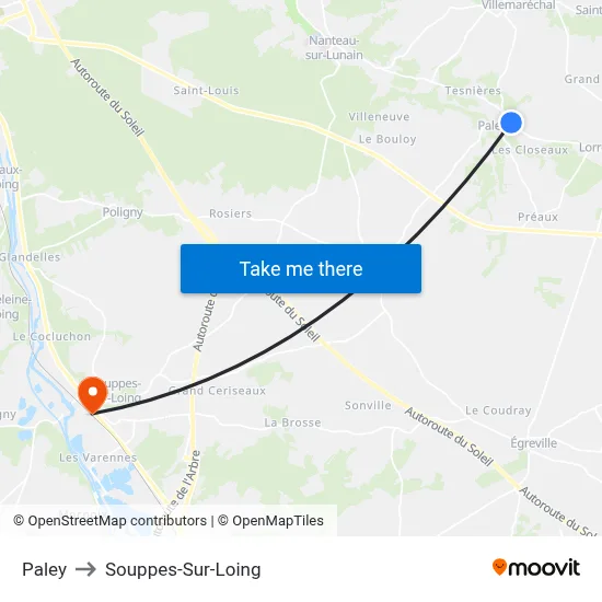 Paley to Souppes-Sur-Loing map
