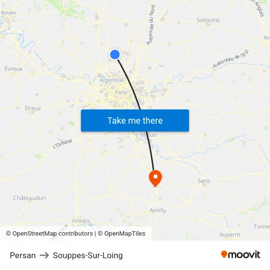 Persan to Souppes-Sur-Loing map