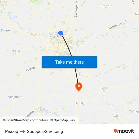 Piscop to Souppes-Sur-Loing map