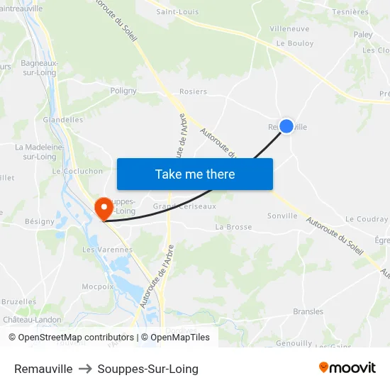 Remauville to Souppes-Sur-Loing map