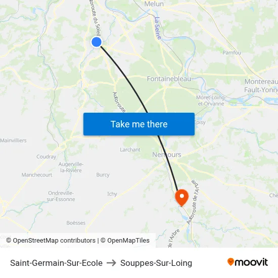 Saint-Germain-Sur-Ecole to Souppes-Sur-Loing map