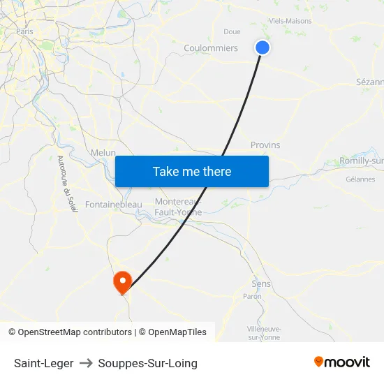 Saint-Leger to Souppes-Sur-Loing map