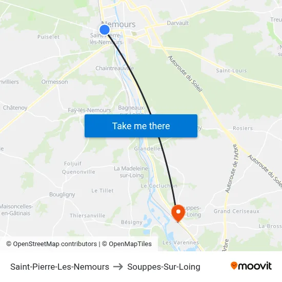 Saint-Pierre-Les-Nemours to Souppes-Sur-Loing map