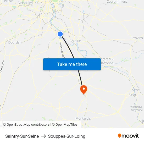 Saintry-Sur-Seine to Souppes-Sur-Loing map