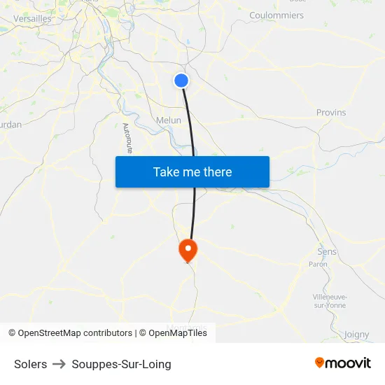 Solers to Souppes-Sur-Loing map