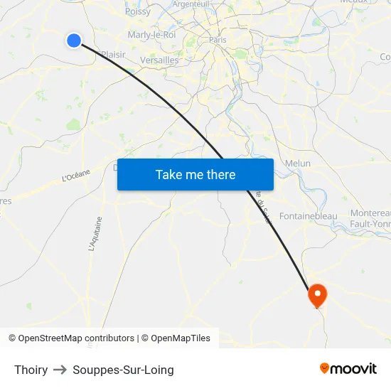 Thoiry to Souppes-Sur-Loing map