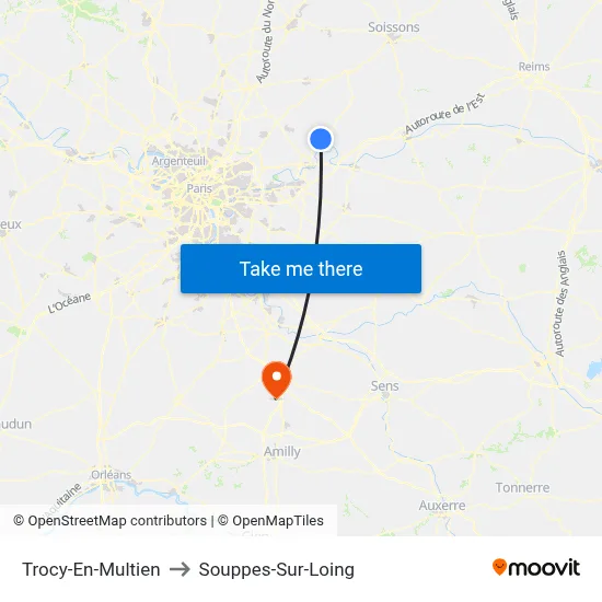 Trocy-En-Multien to Souppes-Sur-Loing map