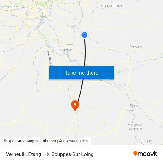 Verneuil-L'Etang to Souppes-Sur-Loing map