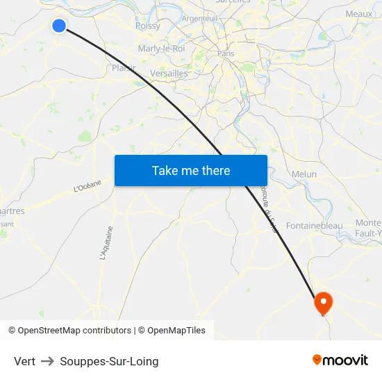 Vert to Souppes-Sur-Loing map