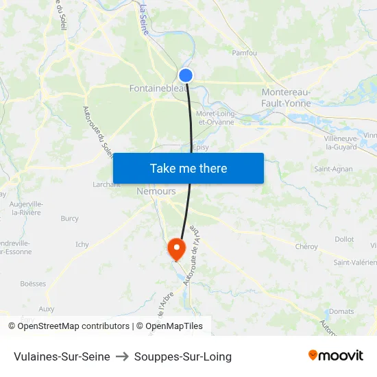 Vulaines-Sur-Seine to Souppes-Sur-Loing map