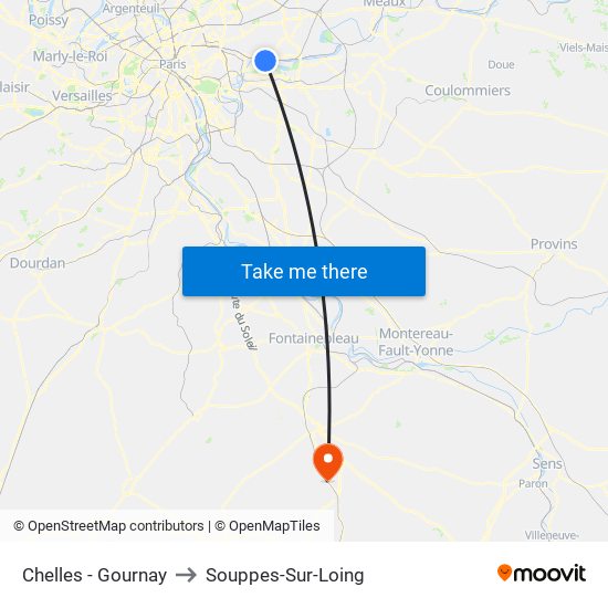 Chelles - Gournay to Souppes-Sur-Loing map