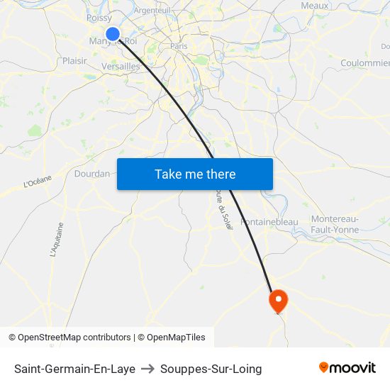 Saint-Germain-En-Laye to Souppes-Sur-Loing map