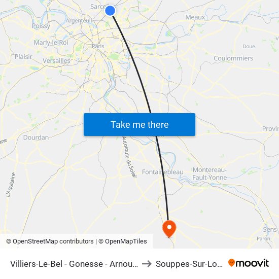 Villiers-Le-Bel - Gonesse - Arnouville to Souppes-Sur-Loing map