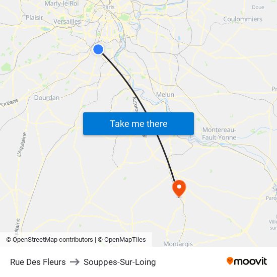 Rue Des Fleurs to Souppes-Sur-Loing map