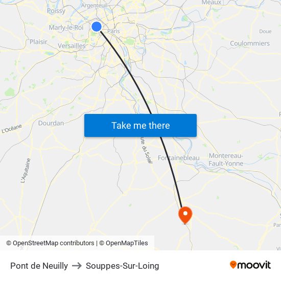 Pont de Neuilly to Souppes-Sur-Loing map