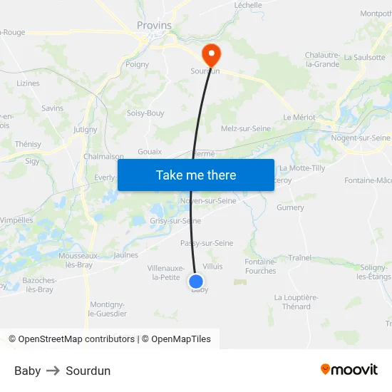 Baby to Sourdun map