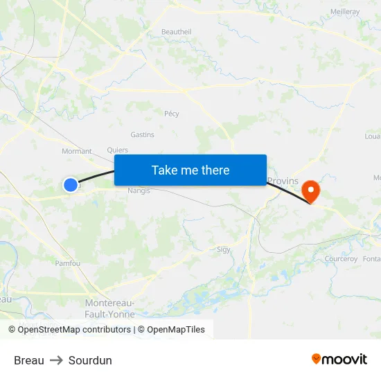 Breau to Sourdun map
