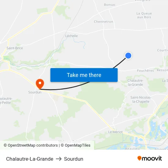 Chalautre-La-Grande to Sourdun map
