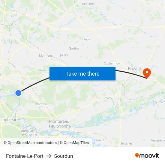 Fontaine-Le-Port to Sourdun map