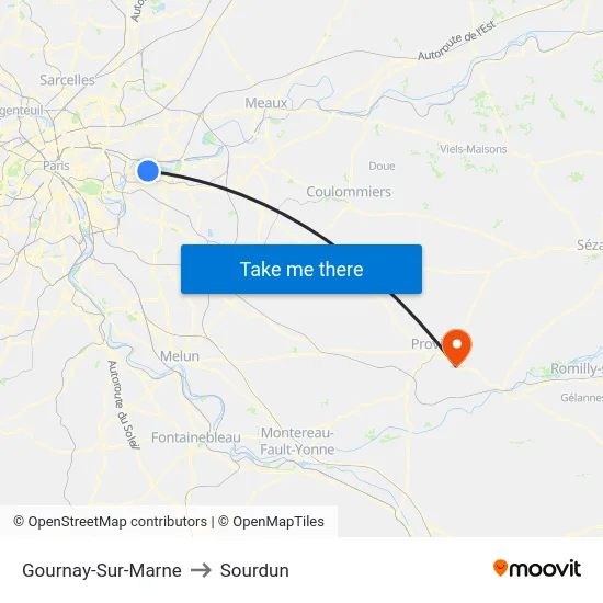 Gournay-Sur-Marne to Sourdun map