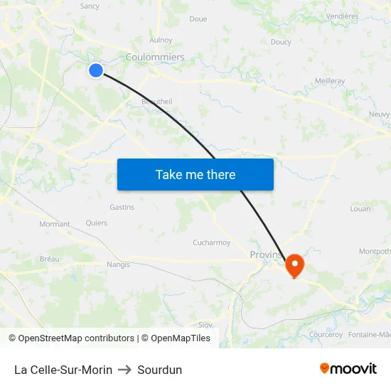 La Celle-Sur-Morin to Sourdun map