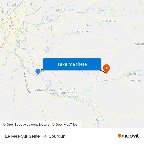 Le Mee-Sur-Seine to Sourdun map