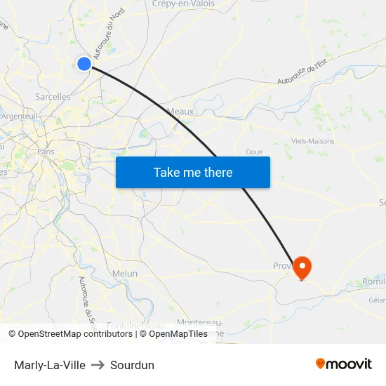 Marly-La-Ville to Sourdun map