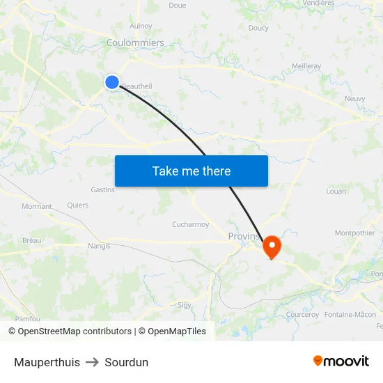 Mauperthuis to Sourdun map