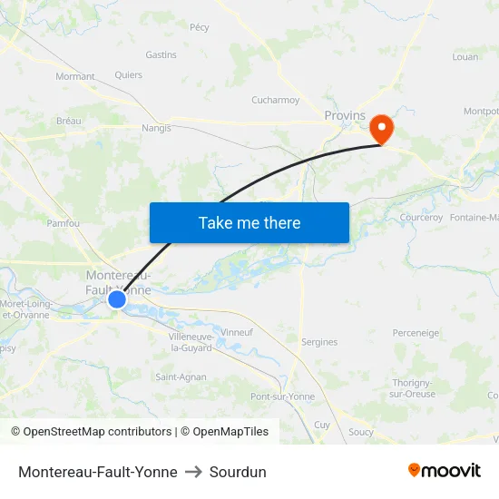 Montereau-Fault-Yonne to Sourdun map